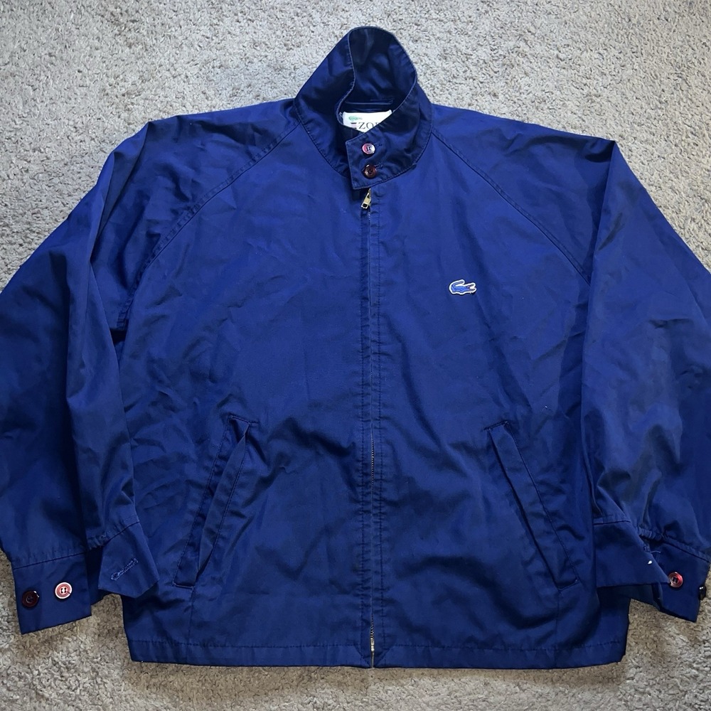 Vintage 70s 80s Izod Lacoste Harrington Jacket Men's Large L Navy Blue Bomber